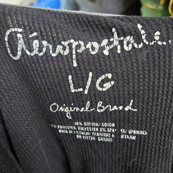 Vintage Y2K Aeropostale Waffle Long Sleeve Top Size Large 1/2 Button - Picture 4 of 4